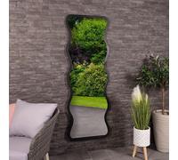 CHARLES BENTLEY Amsterdam Mirror in Black, Weather Resistant, Shatterproof, Wall Mounted Accent Mirror Décor For Garden, Indoors, Iron, Aluminium