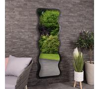 CHARLES BENTLEY Amsterdam Mirror in Black, Weather Resistant, Shatterproof, Wall Mounted Accent Mirror Décor For Garden, Indoors, Iron, Aluminium
