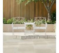 Charles Bentley Antique White Leaf Design Rustic Metal Garden Companion Seat Charles Bentley White