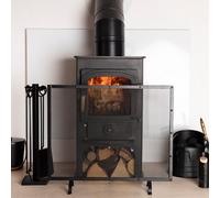 Charles Bentley Aspen Fireguard Contemporary Iron Silver Mesh Black Boarder Matte Finish