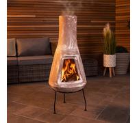 Snug Barcelona Natural Slender Design Large Clay Chiminea with Lid and Iron Stand - Size: 95 x 38 x 38cm - Wilko