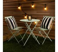 Charles Bentley 3 Piece Metal Bistro Set Garden Patio Table & 2 Chairs with Powder Coated Finish - Lightweight - 5 Colours