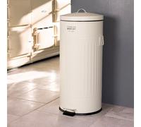 Charles Bentley Bentley Home 30L Retro Steel Waste Rubbish Kitchen Pedal Bin Cream