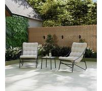 CHARLES BENTLEY Bistro Set, Steel, Comfy, Weather Resistant, UV Protected, Anthracite Frame, Oatmeal coloured Cushions, Deep Filled coloured Cushions,