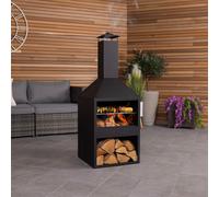 Charles Bentley Black Powder Coated Steel 118cm BBQ & Chimenea Charles Bentley Black