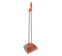 Charles Bentley Brights Indoor Long Handled Lobby Dustpan & Brush Set - Orange