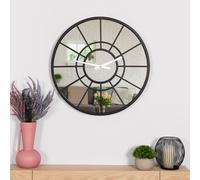 CHARLES BENTLEY Buttermere Outdoor And Indoor Mirrored Wall Clock, Black Coating, Skeleton Design, Metal, Quiet Ticking, Garden Décor, Giant Open Face, Patio Clock, Living Room, Kitchen (50x50x4.5cm)