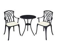 Charles Bentley Cast Aluminium Garden Bistro Set - Black with Bronze Finish