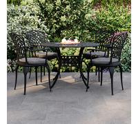 Charles Bentley Cast Aluminium Table & 4 Chairs Set Black Outdoor Dining Table Charles Bentley Multicolor