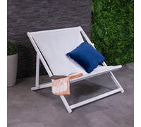 Charles Bentley FSC Certified Eucalyptus White Washed Double Deck Chair for any Outdoor or Garden Space in Grey