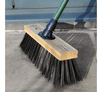 Charles Bentley Charnwood 14" Heavy Duty PVC Broom for Garden & Outdoor Maintenance Premium Brushware Green FSC