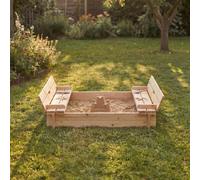 Charles Bentley Children's Wooden Sandpit With Fold-Down Benches