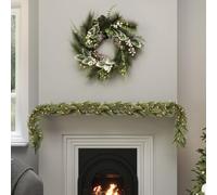 CHARLES BENTLEY Christmas Garland, Faux, Pre-Lit, Decorative, Green Christmas Garland, Doors, Stairs, Warm White, Nordic Spruce, Realistic Lights, Natural, Xmas Decoration, Pre Lit Branch, (180x27cm)