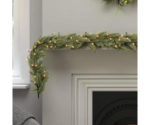 CHARLES BENTLEY Christmas Garland, Faux, Pre-Lit, Decorative, Green Christmas Garland, Doors, Stairs, Warm White, Nordic Spruce, Realistic Lights, Natural, Xmas Decoration, Pre Lit Branch, (180x27cm)