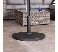 CHARLES BENTLEY Outdoor Garden Concrete Parasol Half Base for Half Canopy Umbrella, Weight Stand Holder With Adjustable Pole For Flat Surfaces, Made Of Polyresin In Dark Grey (50x30cm)