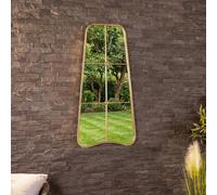 CHARLES BENTLEY Copenhagen Mirror in Gold, Durable, Weather Resistant, Shatterproof, Wall Mounted Accent Mirror Decor For Garden, Inside, Iron, Aluminium (100x50cm)