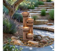 CHARLES BENTLEY Danube Water Feature, 4-Tier Cascading Bowls, Built-In LED Lights, Mains Powered, Weatherproof, Frost Resistant, UV Resistant, Outdoor