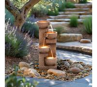 CHARLES BENTLEY Danube Water Feature, 4-Tier Cascading Bowls, Built-In LED Lights, Mains Powered, Weatherproof, Frost Resistant, UV Resistant, Outdoor Fountain, Easy Installation (54.5 x 26.5cm)