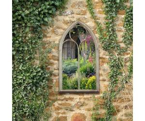 CHARLES BENTLEY Decorative, Rustic, Large, Outdoor, Rome Arch Mirror, Gothic Design, Rust Proof, Water Resistant, Wall Mounted, Shatterproof, 4mm Glass Thickness, Hanging Hook (112x61x4cm)