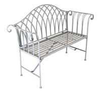 Charles Bentley Decorative Wrought Iron Outdoor Rustic Bench Curved Armrest 2 Seater Weatherproof - Grey
