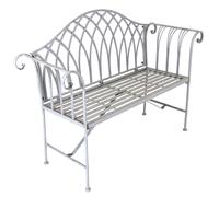 Charles Bentley Decorative Wrought Iron Outdoor Rustic Bench - Grey
