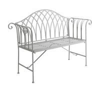 Charles Bentley Decorative Wrought Iron Outdoor Rustic Bench - Grey