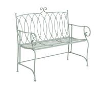 Charles Bentley Decorative Wrought Iron Outdoor Rustic Bench - Sage Green