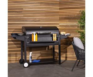 CHARLES BENTLEY Deluxe American Charcoal BBQ Grill With Thermometer, Chrome Steel Warming Rack, Adjustable Heights, Ash Pan, Condiment Basket, For Family Parties In Summer (108x164cm)