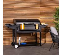 CHARLES BENTLEY Deluxe American Charcoal BBQ Grill With Thermometer, Chrome Steel Warming Rack, Adjustable Heights, Ash Pan, Condiment Basket, For Family Parties In Summer (108x164cm)