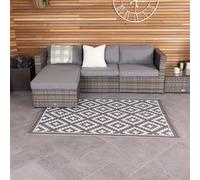 Charles Bentley Diamond Pattern Lightweight Waterproof Indoor or Patio Medium Rug Grey Outdoor 120x170cm