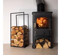 CHARLES BENTLEY Log Holder, Snug, Dogwood Log Holder, Iron, Solid Base, Tall Frame, Black Matte, Contemporary Design, Log Storage, Fireplace, 10KG Log Capacity, Wood Storage, Fireside (80x35.5x25cm)
