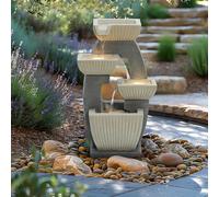 CHARLES BENTLEY 4 Tier, Water Feature, UV Resistant, Weather Resistant, Mains Powered, Plug Included, Frost Resistant, Modern, Water Fountain, Built In LED Lights, Polyresin (65x38x26.5cm)