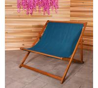 Charles Bentley FSC Eucalyptus Wooden Double Deck Chair for Outdoors and Garden FSC Wood Polyester