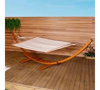 Charles Bentley Extra Large 4M Hammock With Wooden Arc Stand Two Person - Cream