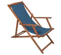 Charles Bentley Wooden FSC Eucalyptus Folding Deck Chair with Arms, Teal