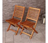 Charles Bentley FSC® 100% Acacia Wood Pair of Outdoor Foldable Chairs