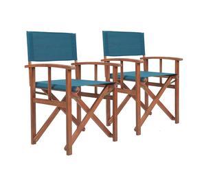 Charles Bentley FSC® 100% Wooden Pair of Folding Directors Chairs - Cream,
