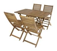 Charles Bentley FSC Acacia Hardwood 5pc Garden Furniture Set - Rectangular Table & 4 Chairs