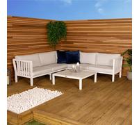 CHARLES BENTLEY FSC Acacia, White Washed, Corner Lounge Set, Garden, Outdoor, Patio, Sofa, 1x Sofa, Coffee Table, Contemporary, Hardwood, Seat And