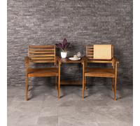 Charles Bentley FSC Acacia Wooden Companion Seat with Parasol Hole Shelf