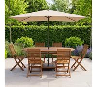 Charles Bentley Fsc Acacia Wooden Furniture Patio Oval Table & 6 Chairs (7 Pc)