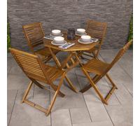 Charles Bentley FSC Acacia Wooden Octagonal Table & Chairs 5pc Set