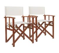 (Cream) Charles Bentley FSC Eucalyptus Wooden Pair of Directors Chairs - Fully Assembled in Teal / Cream & Green