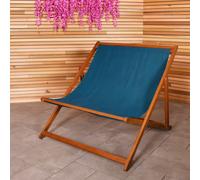 Charles Bentley FSC Eucalyptus Wooden Double Deck Chair for Outdoors and Garden FSC Wood Polyester