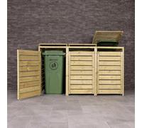Charles Bentley Fsc Triple Wooden Bin Store Wheelie Bin Storage Unit Lifting Lid