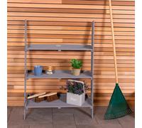 CHARLES BENTLEY Wooden Ladder Planter FSC Wood, Grey H110 x D33 x W79 cm