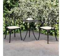 Charles Bentley Furniture 3 Piece Cast Aluminium Bistro Set Table & 2 Arm Chairs