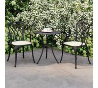 Charles Bentley Furniture 3 Piece Cast Aluminium Bistro Set Table & 2 Arm Chairs