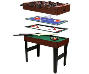 CHARLES BENTLEY Games Table, 3 Foot, 4-In-1 Multi Sports Table, Including Pool, Football, Push Hockey, Table Tennis, Games Table, Two Bats, Net, Two Cues, Pool Balls, Puck (94x76x54cm)