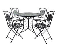 Charles Bentley Blue Mosaic 5 Piece Garden Table and Chairs Set, Blue